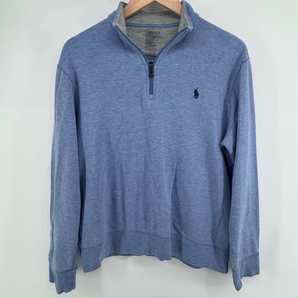 Polo Ralph Lauren Performance Mens Medium Blue Heather Quarter Zip Pullover